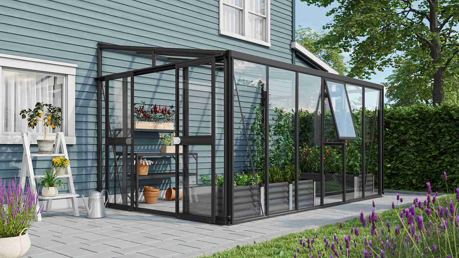 VITAVIA szklarnia ATHENA 10200 szkło 3 mm + PC 10 mm czarna LG3837