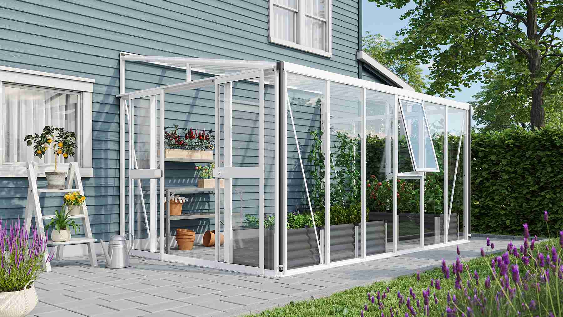 VITAVIA szklarnia ATHENA 10200 szkło 3 mm + PC 10 mm biała LG3838