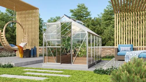 VITAVIA szklarnia VENUS 6200 szkło przezroczyste 3 mm srebrne