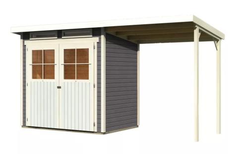 KARIBU dom drewniany GLUCKSBURG 2 + nadstawka 190 cm (83230) terragrau