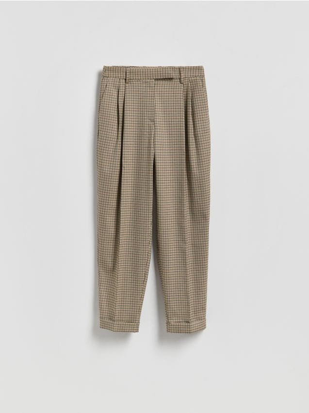 Reserved - Spodnie w drobną kratę - brązowy