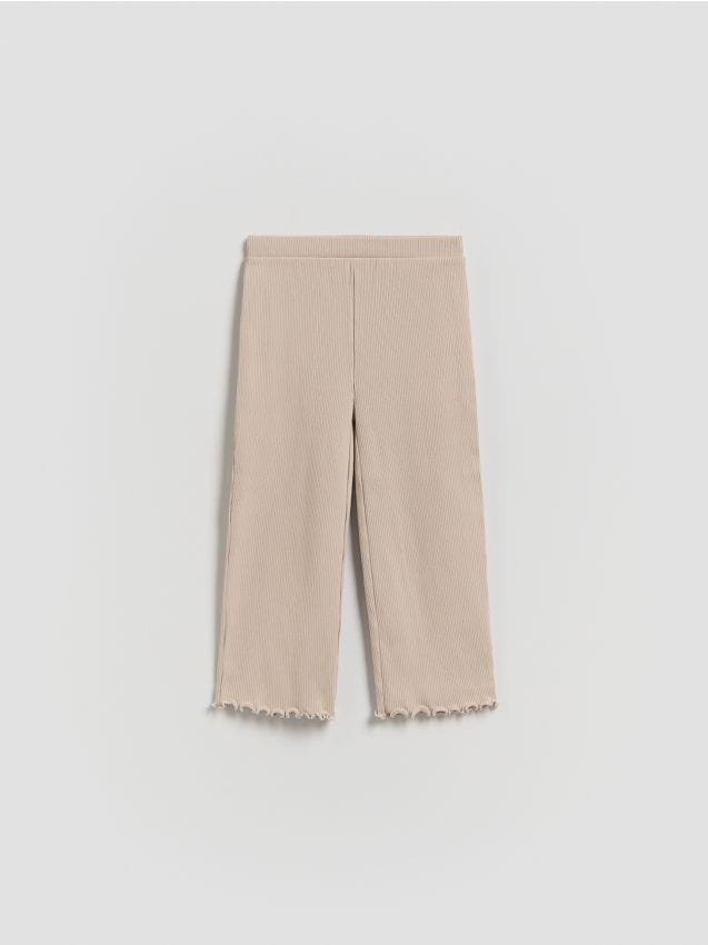 Reserved - Prążkowane spodnie - beżowy