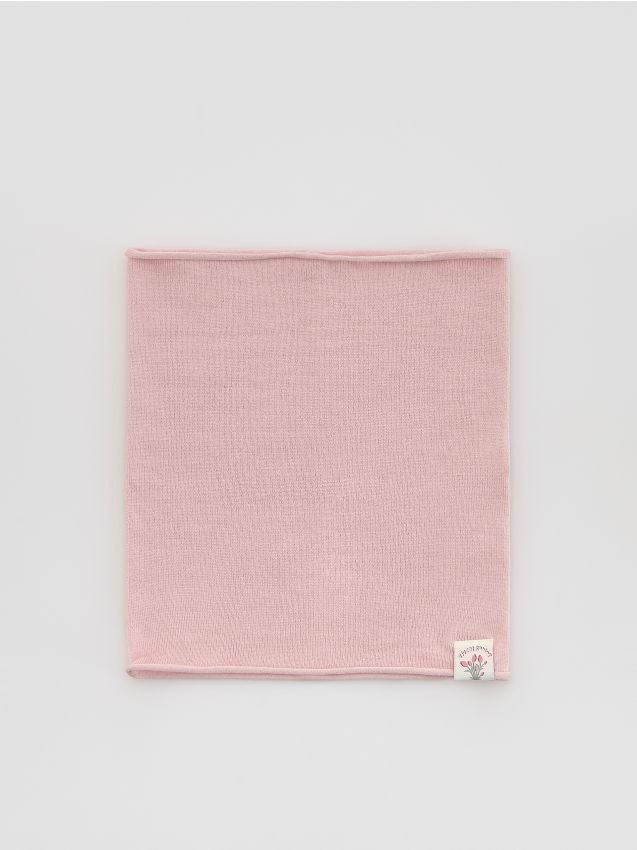 Reserved - Komin z naszywką - pastelowy róż