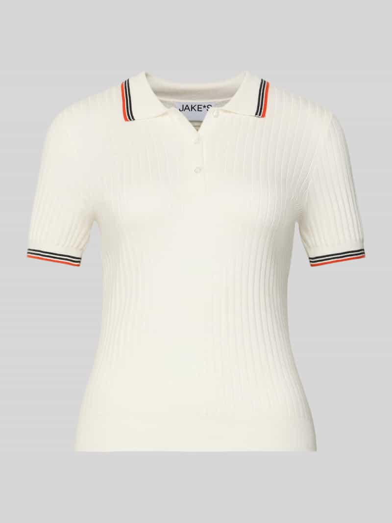 Koszulka polo o kroju slim fit z imitacji dzianiny z mieszanki wiskozy