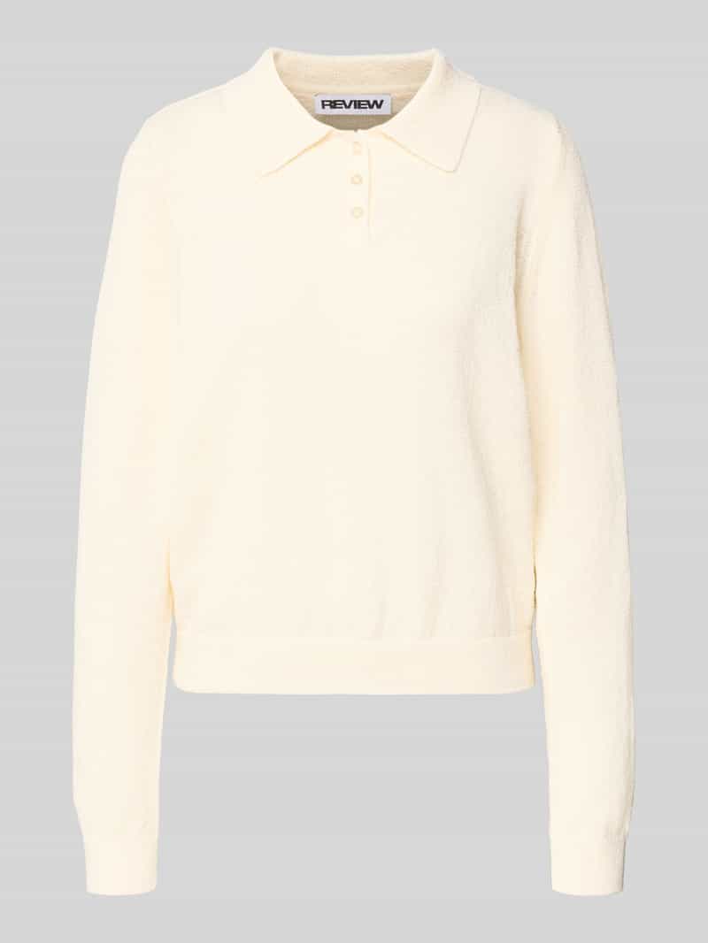 Sweter polo z długim rękawem z dzianiny bouclé