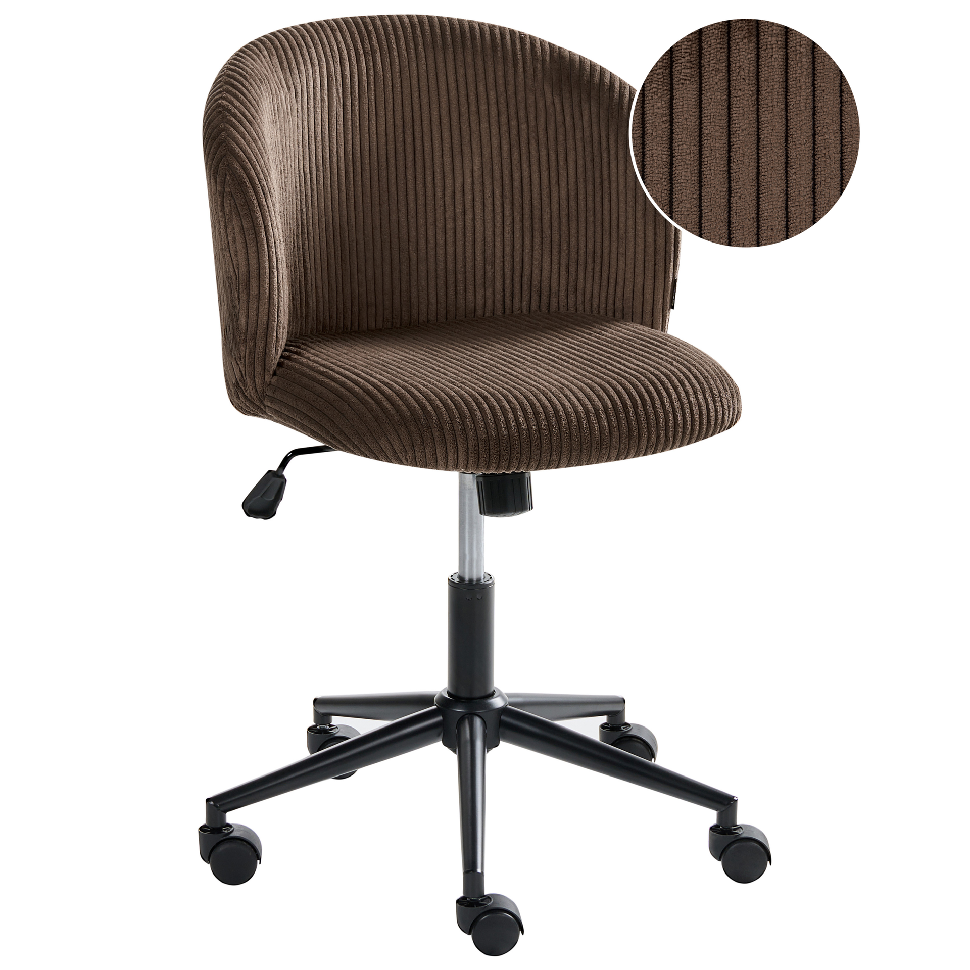Beliani Krzesło biurowe MILES Sztruks Ciemnobrązowy
