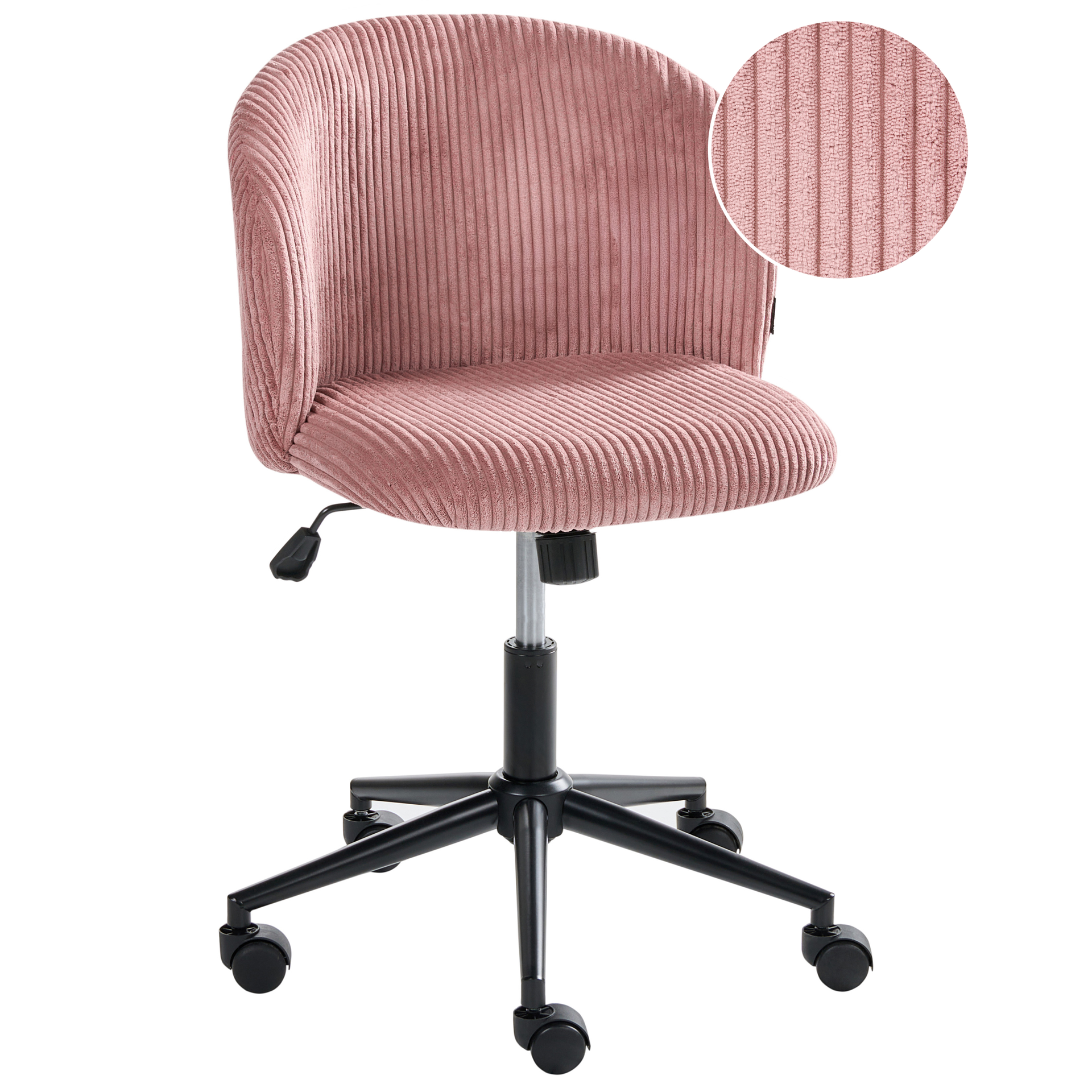 Beliani Krzesło biurowe MILES Sztruks Różowy