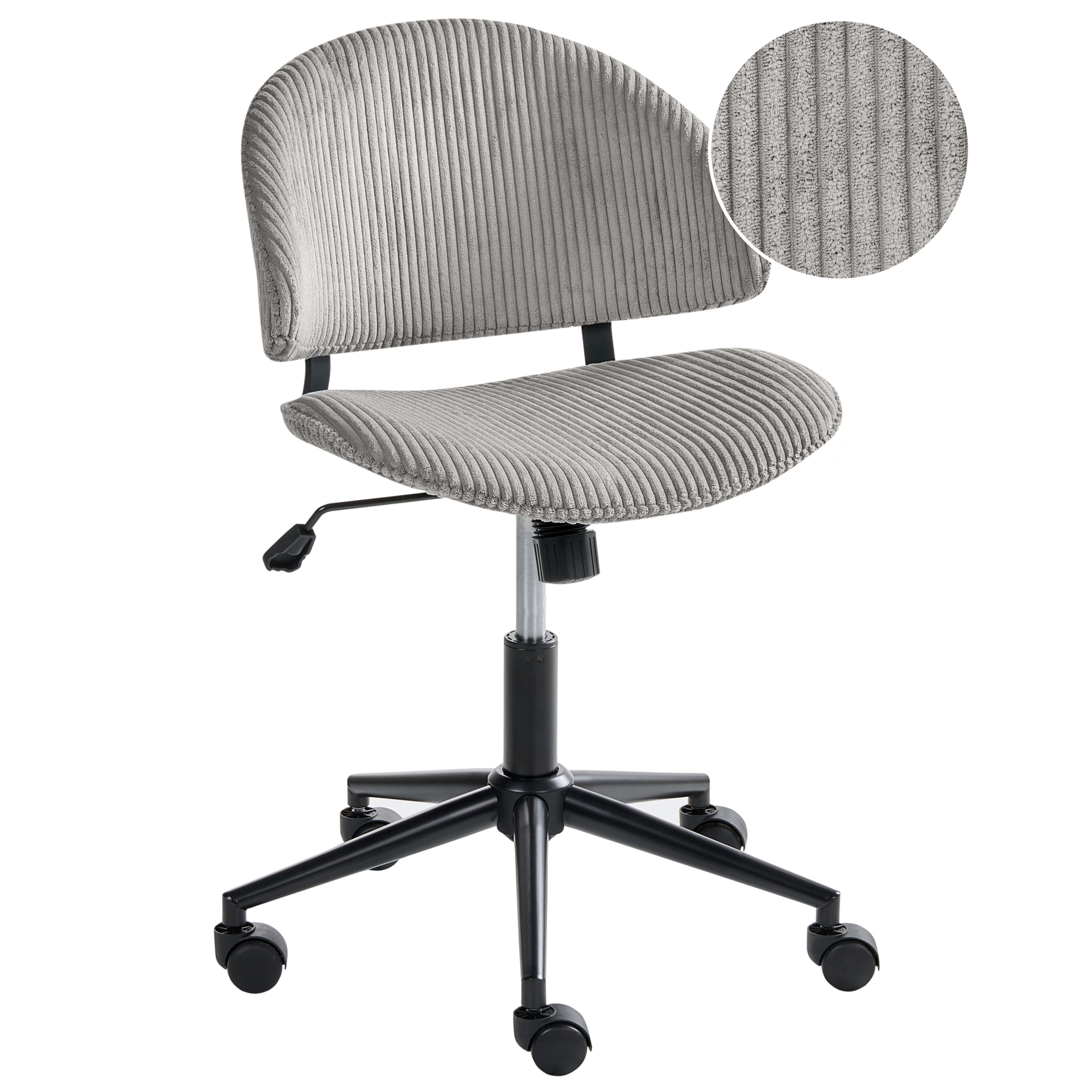 Beliani Krzesło biurowe KIANA Sztruks Szary