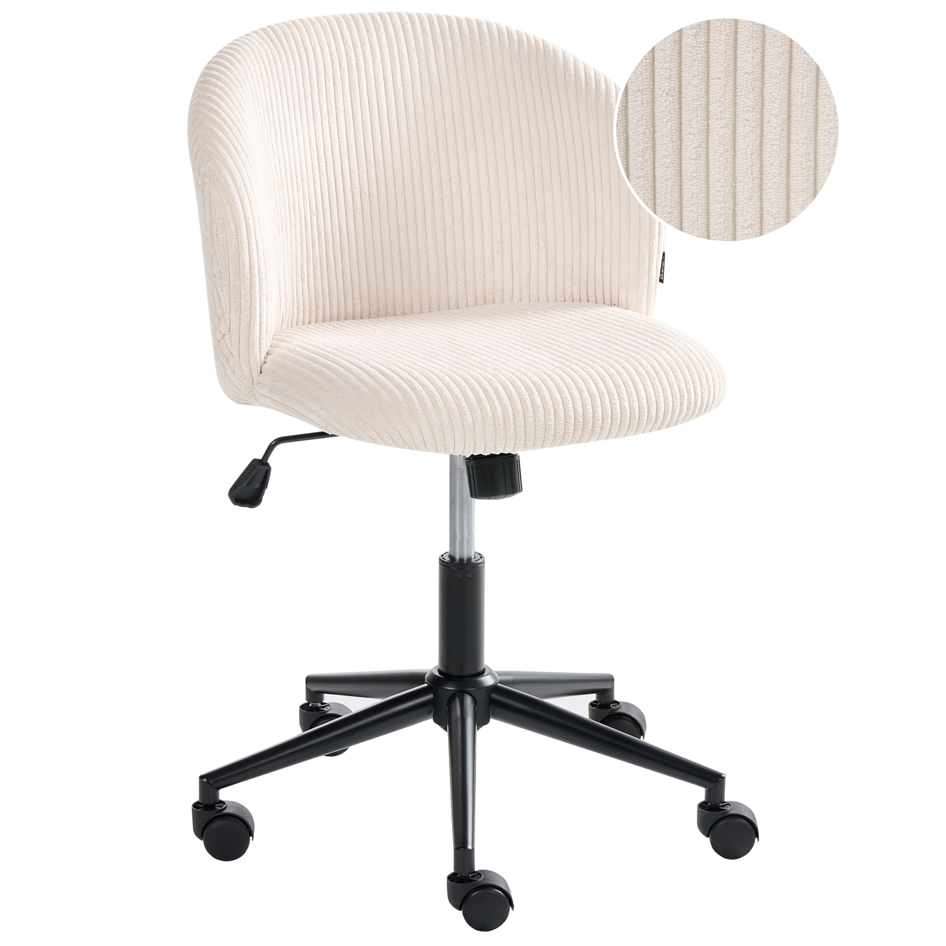 Beliani Krzesło biurowe MILES Sztruks Złamana biel