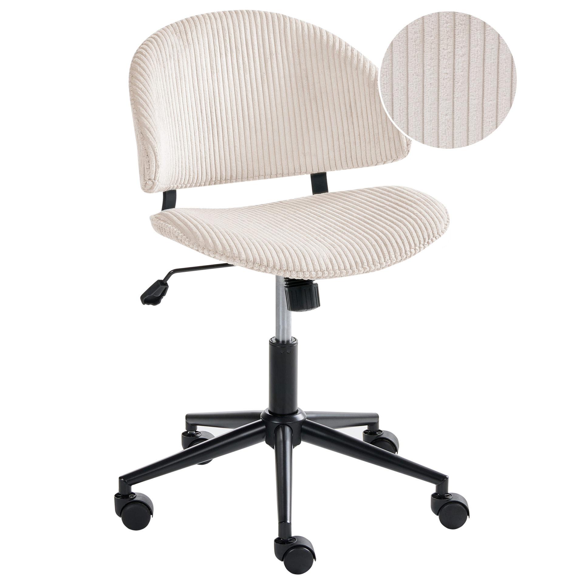 Beliani Krzesło biurowe KIANA Sztruks Złamana biel