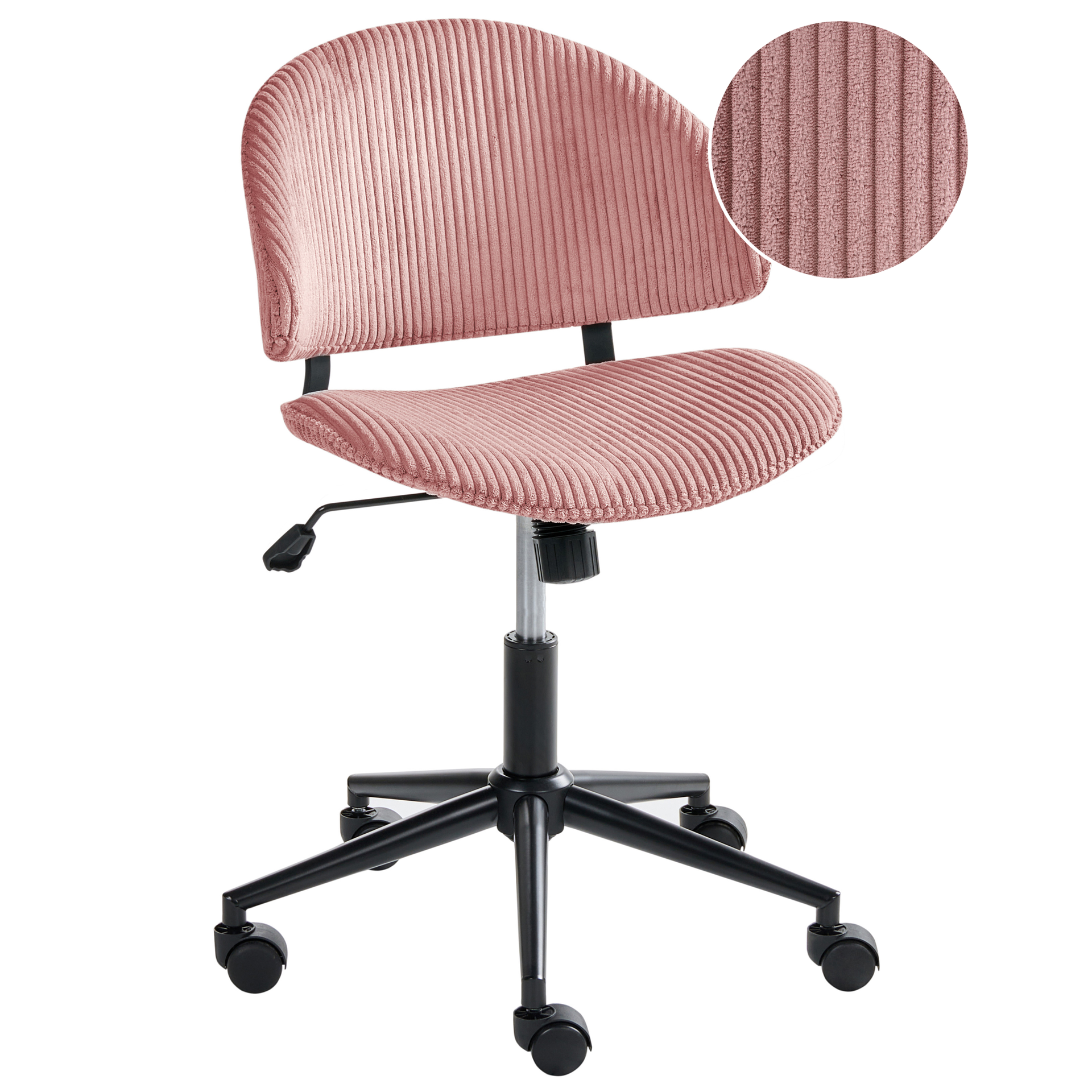 Beliani Krzesło biurowe KIANA Sztruks Różowy