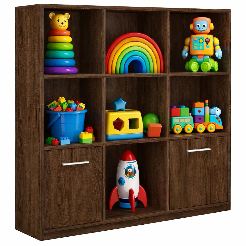 Brązowy regał na zabawki dla dziecka K0-S87