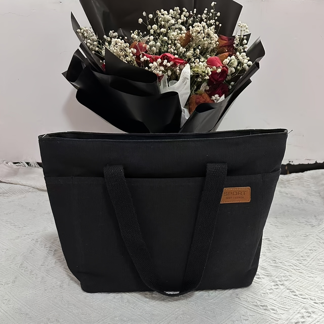 TEMU Wszechstronna i minimalistyczna torba na ramię o dużej pojemności, idealna na niezobowiązujące wyjścia, dojazdy do pracy i podróże