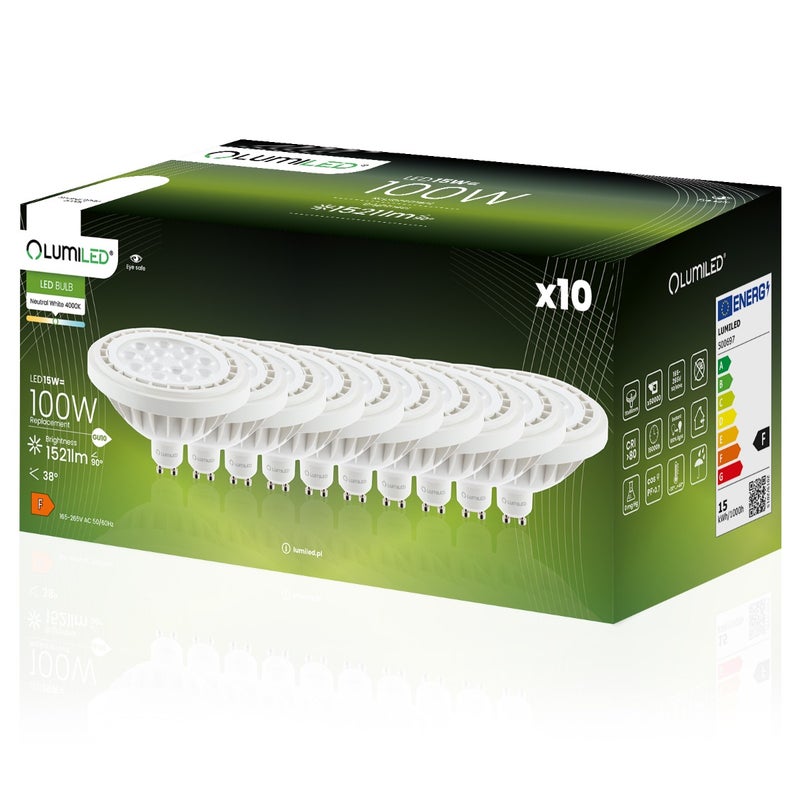 Żarówka LED Lumiled GU10 Reflektor ES111 15W 1521lm 4000K Neutralna biel 38st 10 szt.