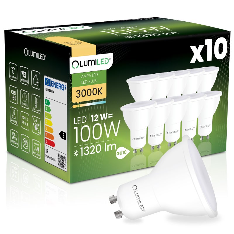 Żarówka LED Lumiled GU10 Reflektor PAR16 12W 1320lm 3000K Ciepła biel 120st 10 szt.