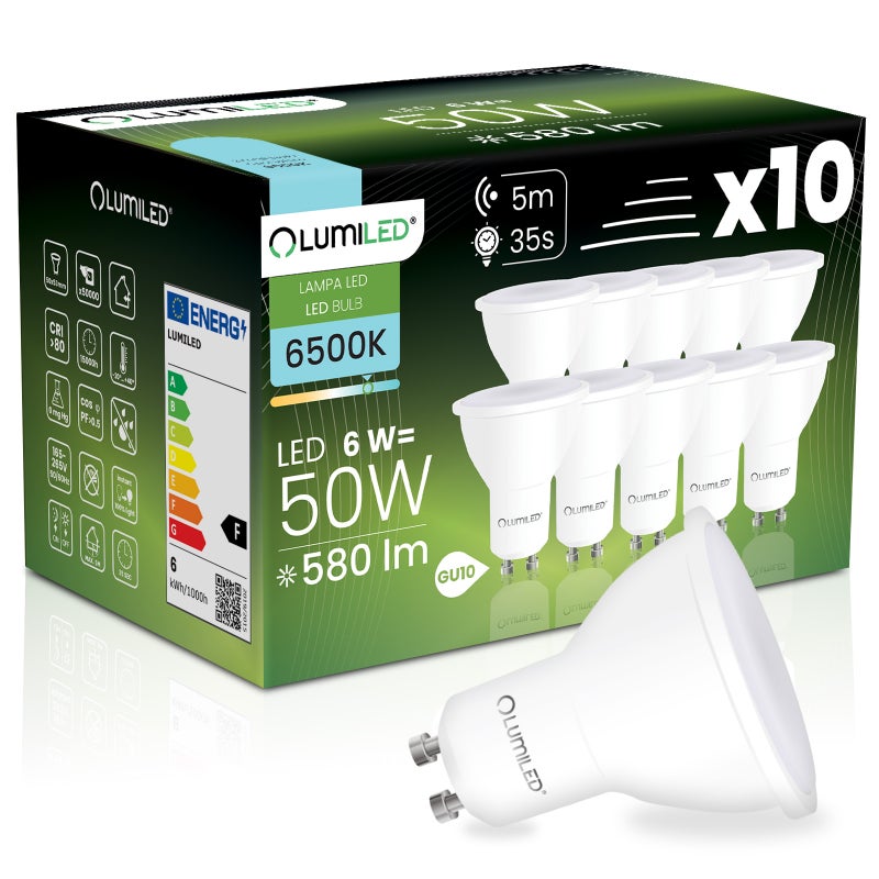 Żarówka LED Lumiled GU10 Reflektor PAR16 6W 580lm 6500K 120st z Czujnikiem Ruchu i Zmierzchu 10 szt.