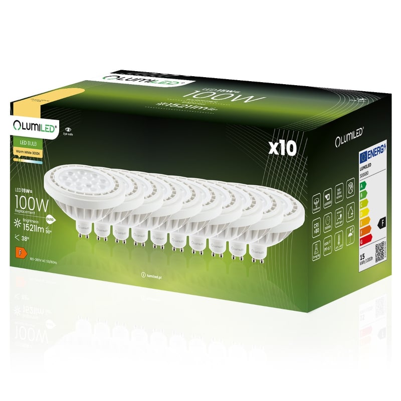 Żarówka LED Lumiled GU10 Reflektor ES111 15W 1521lm 3000K Ciepła biel 38st 10 szt.