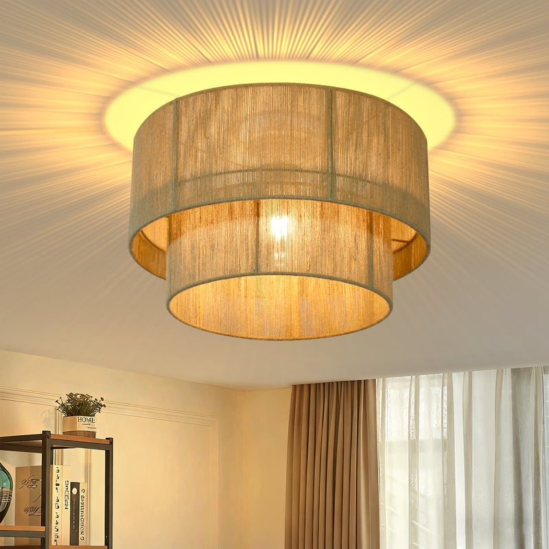 Lampa sufitowa Nettlife Boho z naturalnej juty, Ø40 cm, rustykalny styl vintage, gniazdo E27, do salonu, sypialni, kuchni żarówka nie jest dołączona