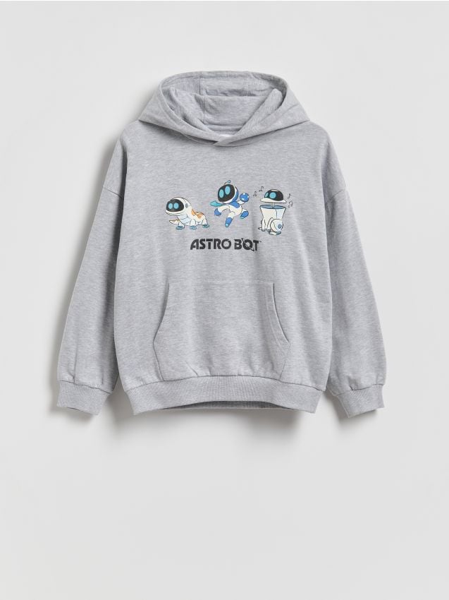 Reserved - Bluza z kapturem Astro Bot - jasnoszary