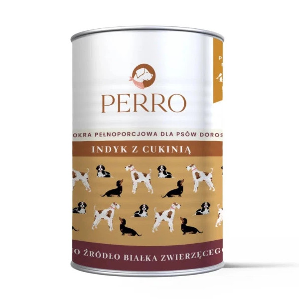 PERRO Indyk z Cukinią Monobiałkowa dla psów dorosłych - karma mokra dla psa - 400g