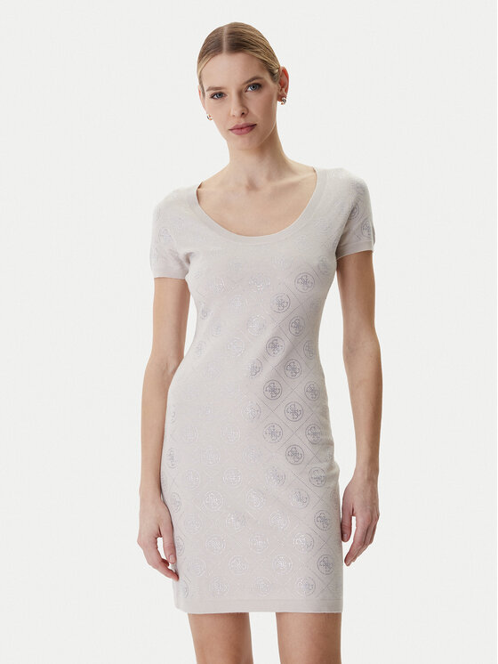 Guess Sukienka dzianinowa W6RK92 Z3JD2 Beżowy Regular Fit