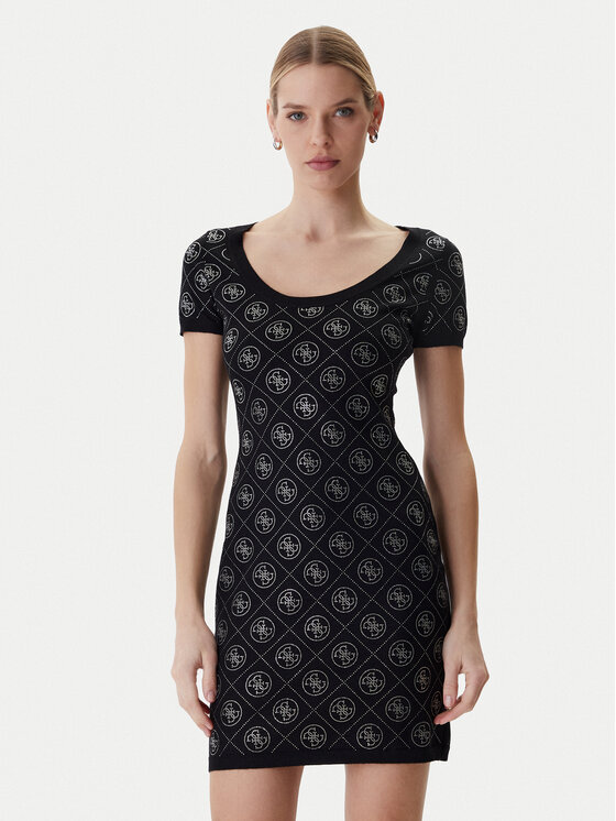 Guess Sukienka dzianinowa W6RK92 Z3JD2 Czarny Regular Fit