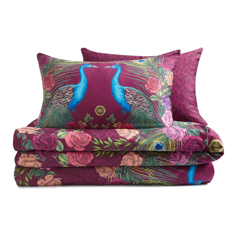 Fioletowa pościel jednoosobowa z satyny bawełnianej 135x200 cm Xanadu Peacock – Matthew Williamson