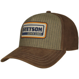 Czapka ze Skóry Retro Stripes by Stetson, brązowy, One Size