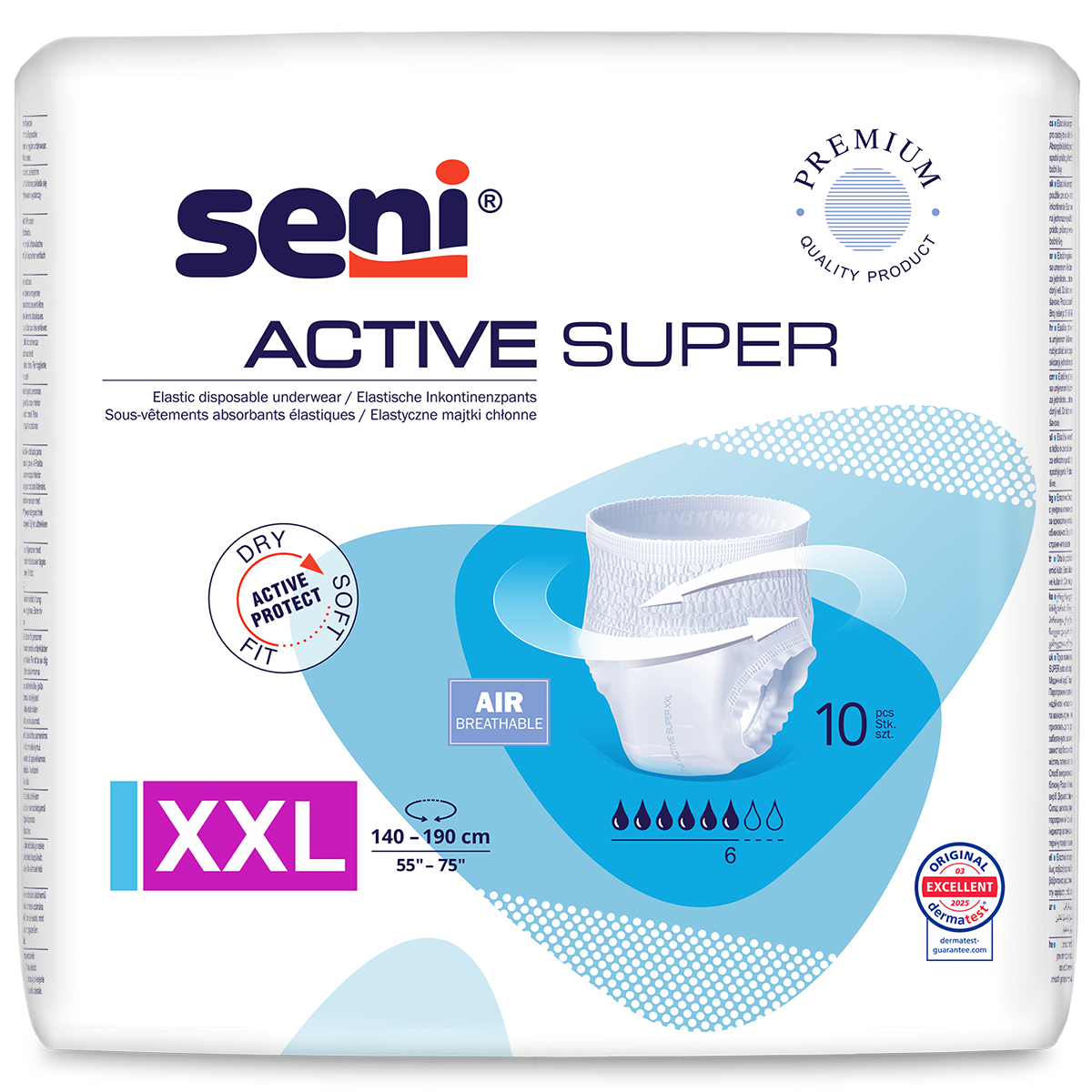 Seni Active Super, majtki chłonne, XXL, 140-190 cm, 10 sztuk
