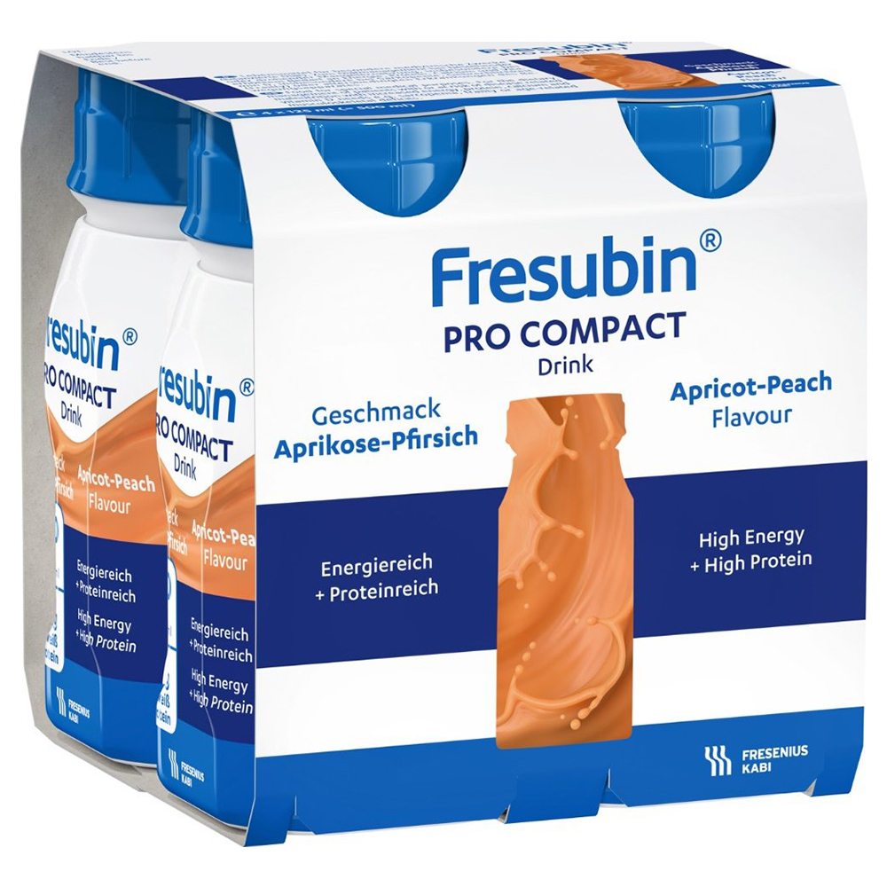 Fresubin Pro Compact Drink, preparat odżywczy, smak morela-brzoskwinia, 4 x 125 ml USZKODZONE OPAKOWANIE