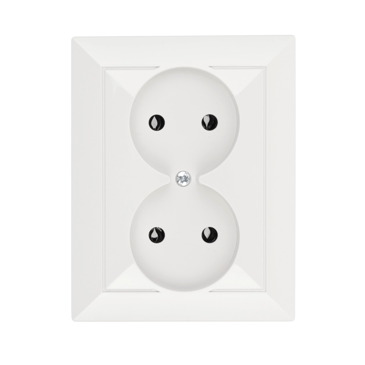 Gniazdo Perła podwójne b/u z ramką białe