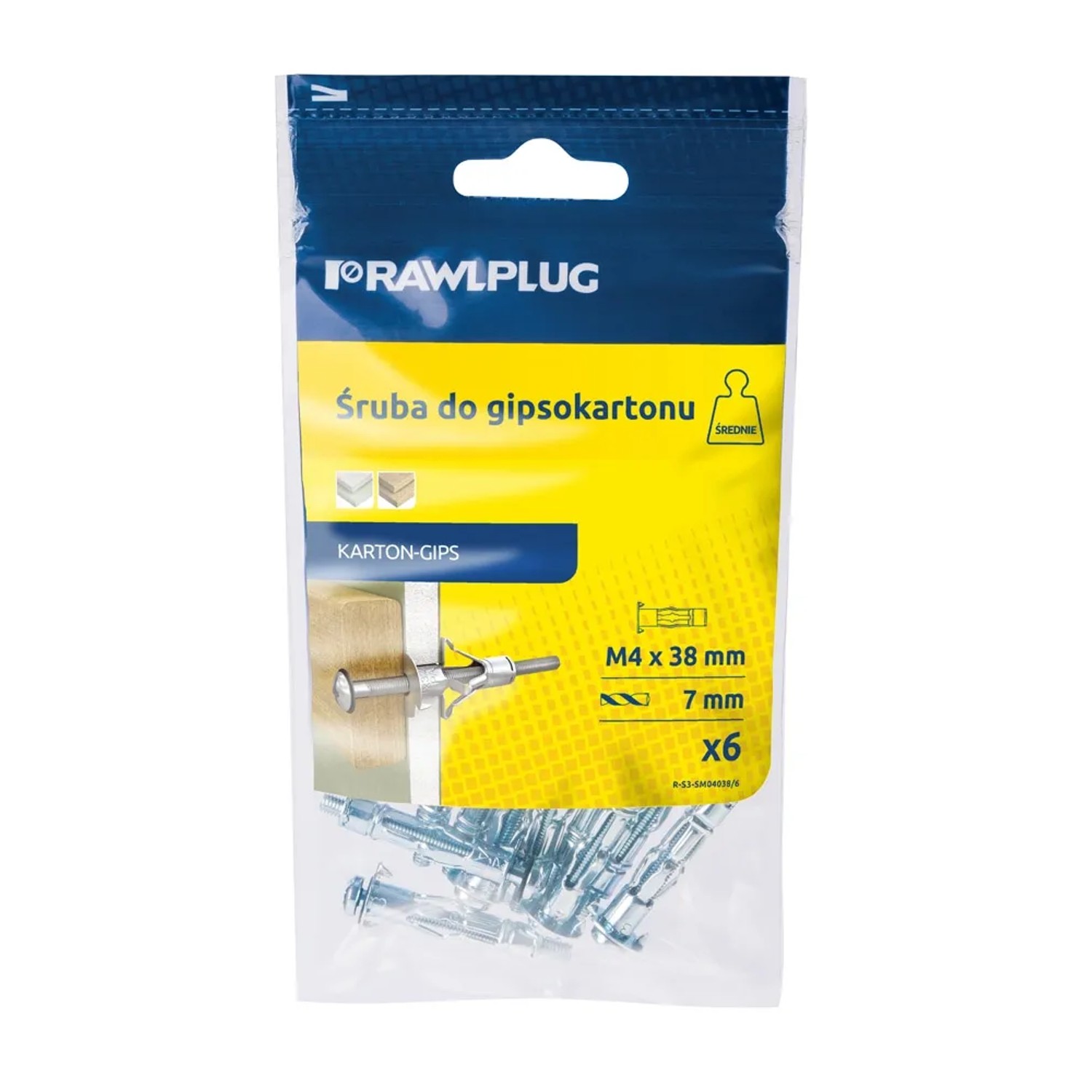 Rawlplug Kołek molly 4x38mm wkręt PH 6szt.