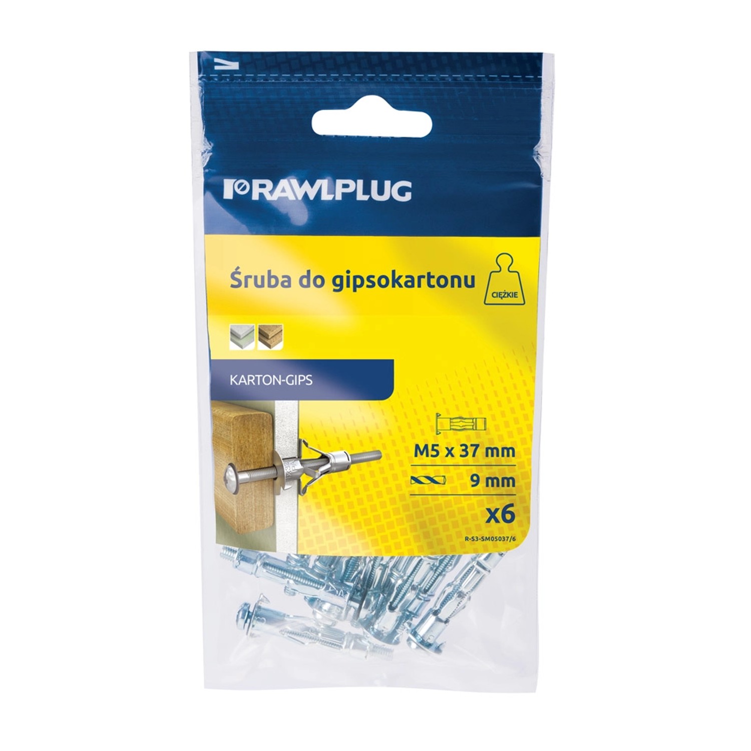 Rawlplug Kołek molly 5x37mm wkręt PH 6szt.