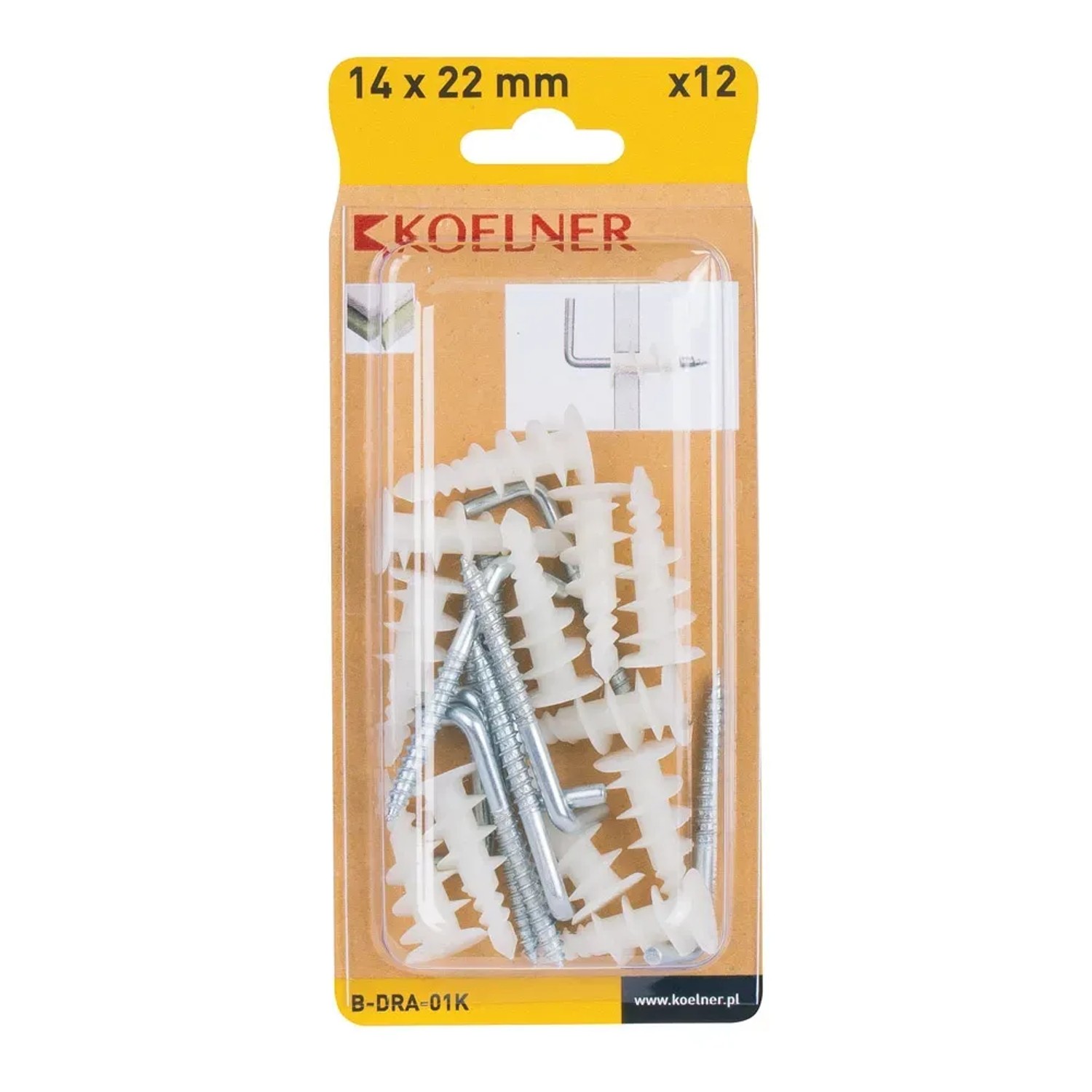 Rawlplug Kołek driva nylon 14x22mm hak kątowy 12szt.