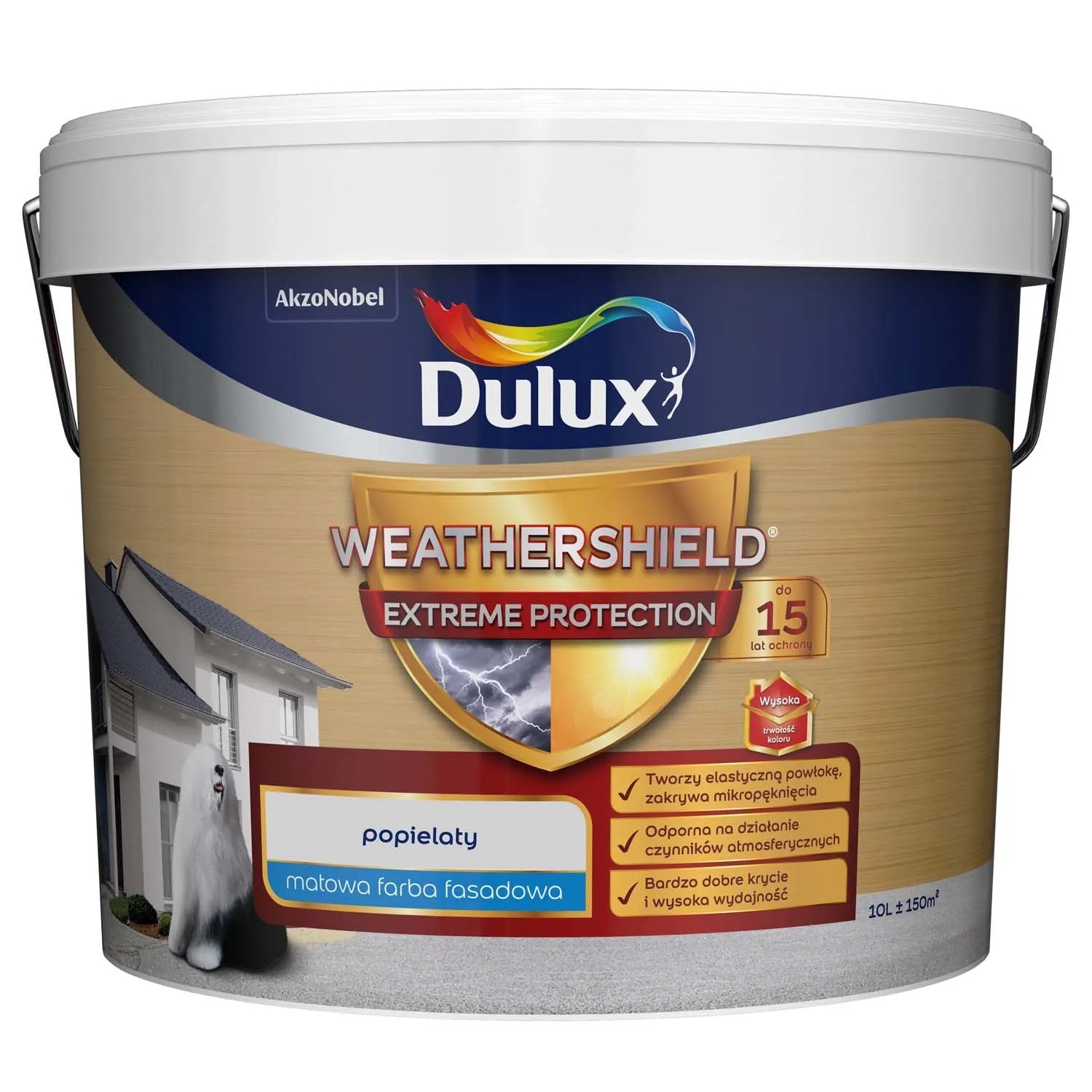 Farba elewacyjna Dulux Weathershield Extreme Protection 10 l popielaty