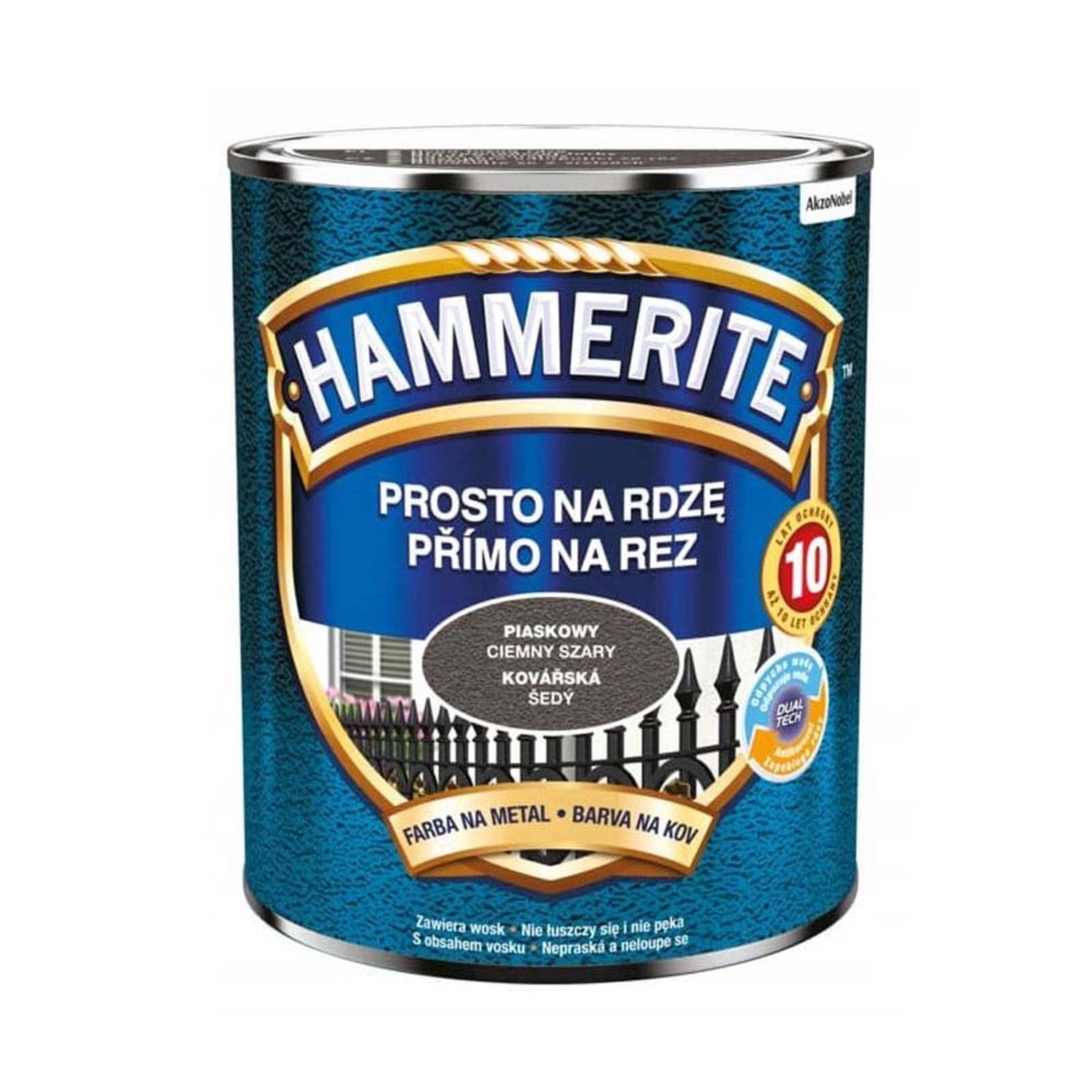 Emalia do metalu antykorozyjna Hammerite piaskowy ciemny szary 0,7L