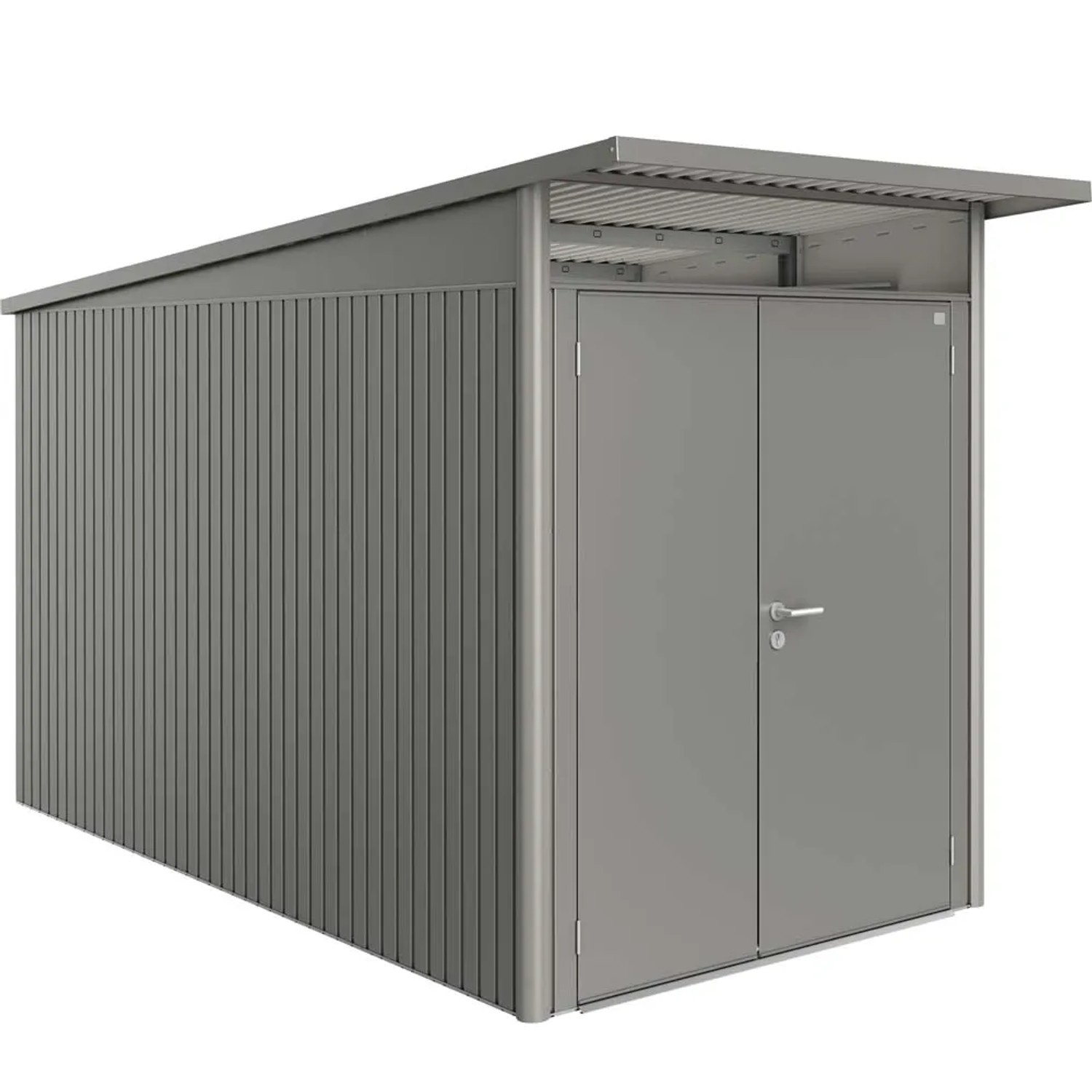 Biohort Domek ogrodowy szary kwarc drzwi podwójne - 180 x 380 cm