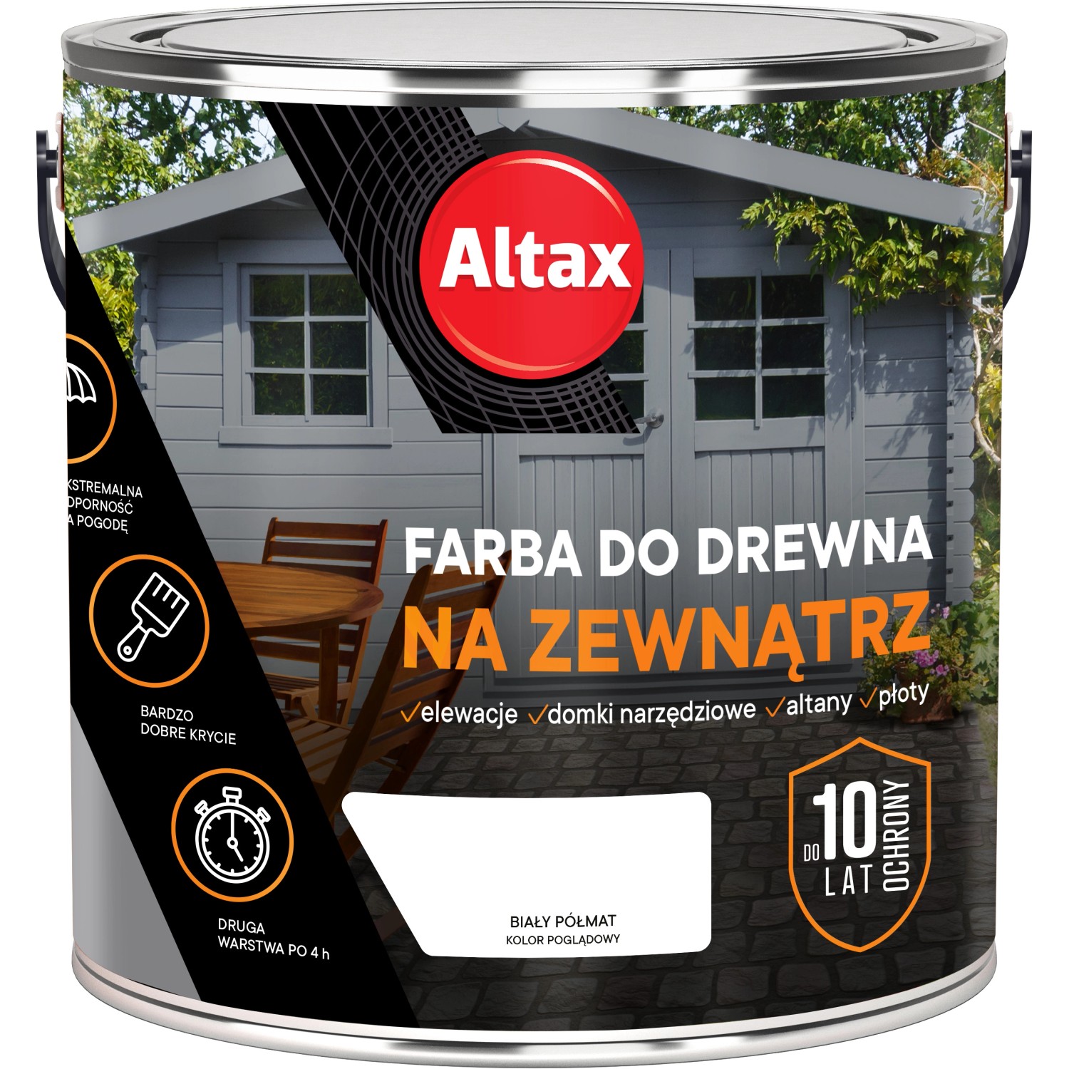 Altax Farba do drewna zewnętrzna biały półmat 2,5 l