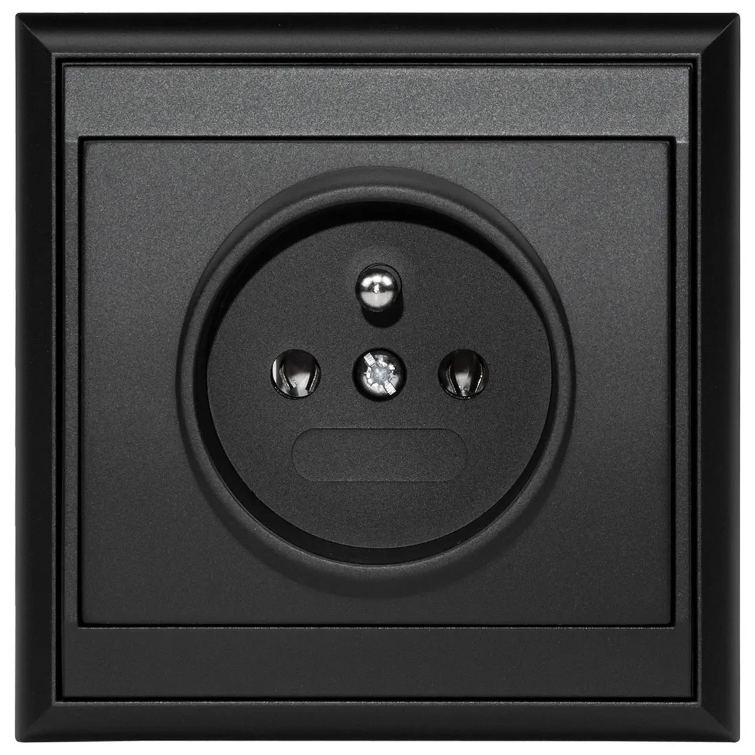 Gniazdo Luna pojedyncze z uziemieniem czarny mat