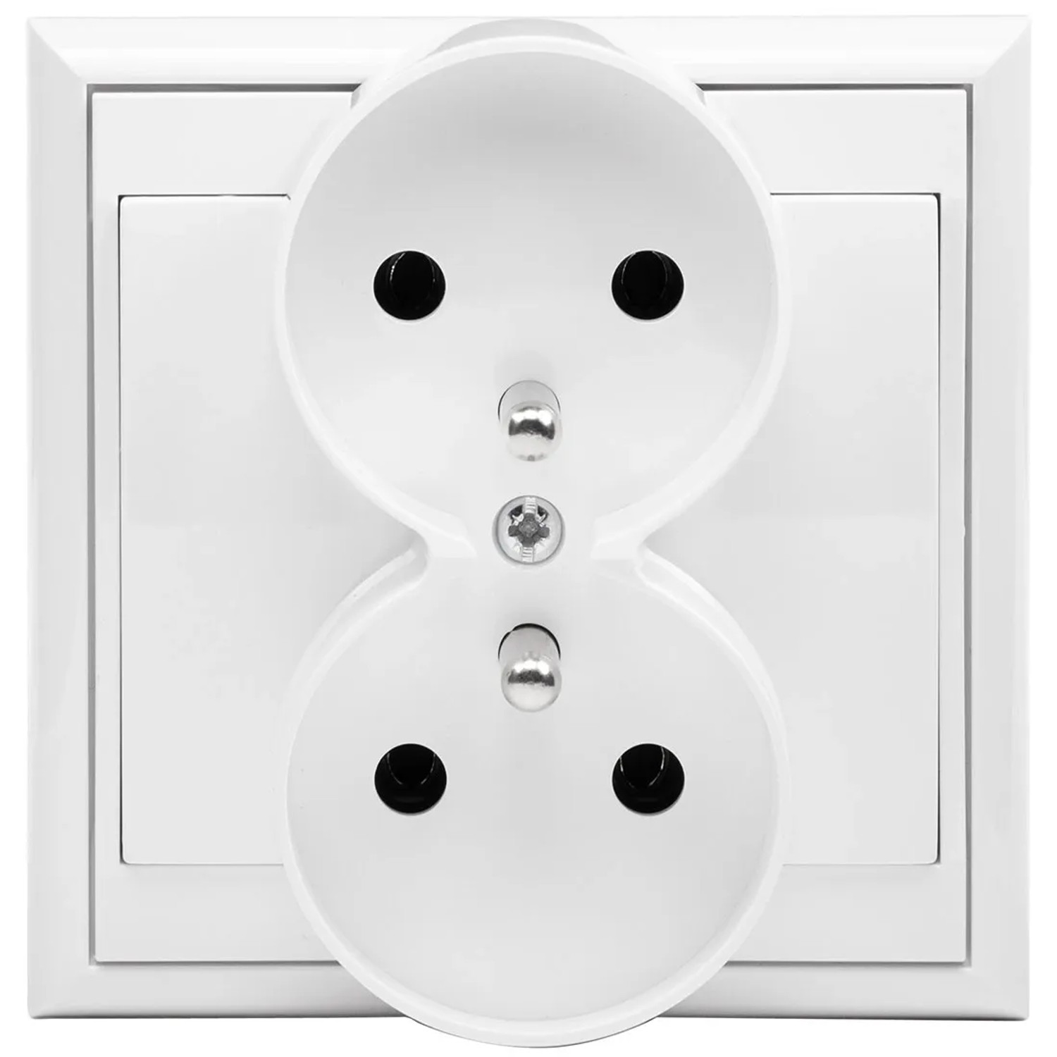 Gniazdo Luna podwójne z uziemieniem białe