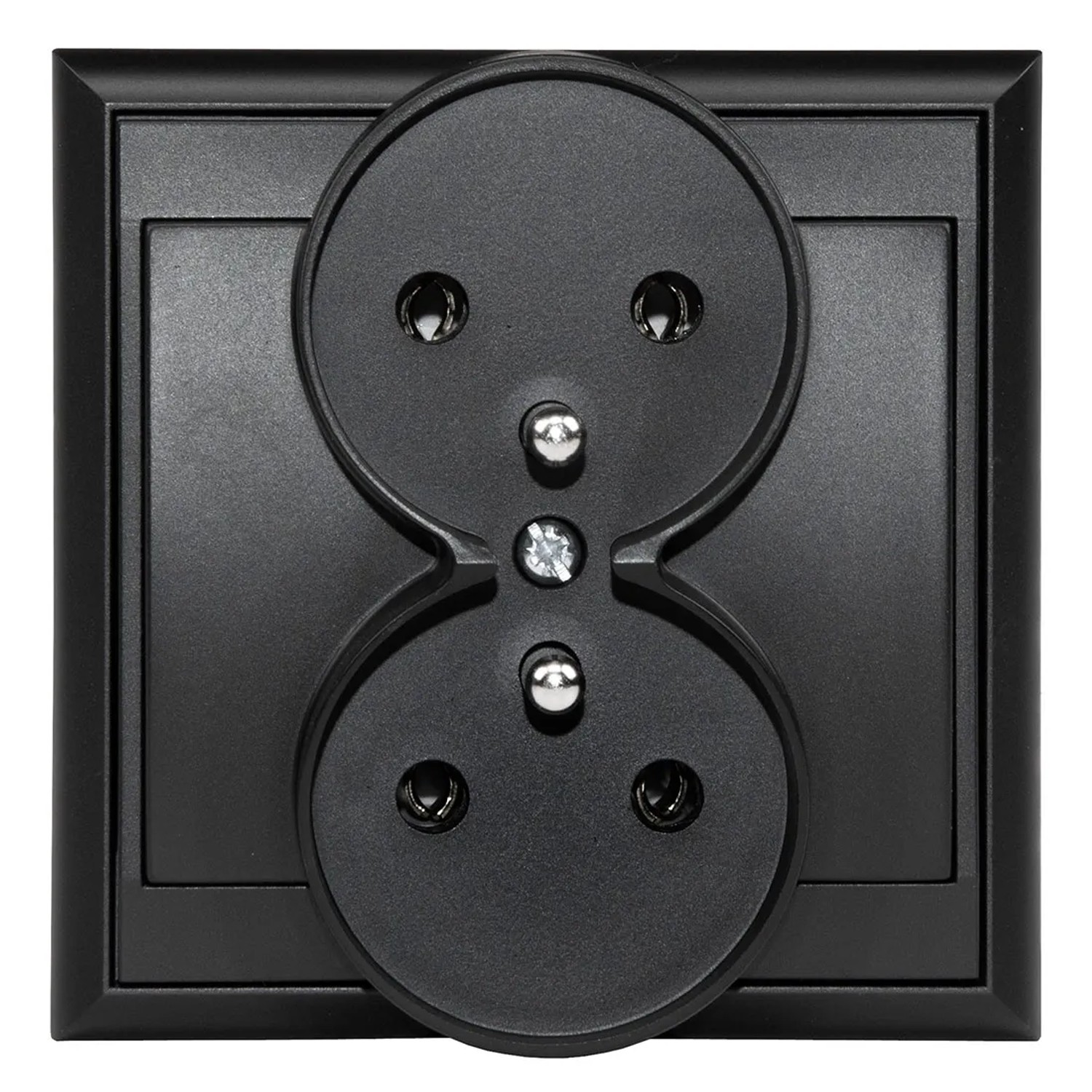 Gniazdo Luna podwójne z uziemieniem czarny mat