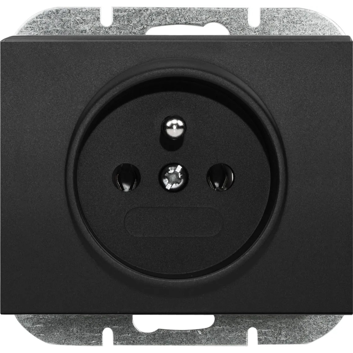 Gniazdo Onyx pojedyncze z uziemieniem czarny mat