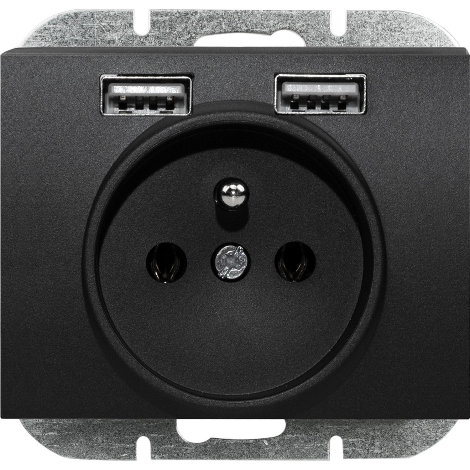 Abex Gniazdo Onyx 2xUSB czarny mat