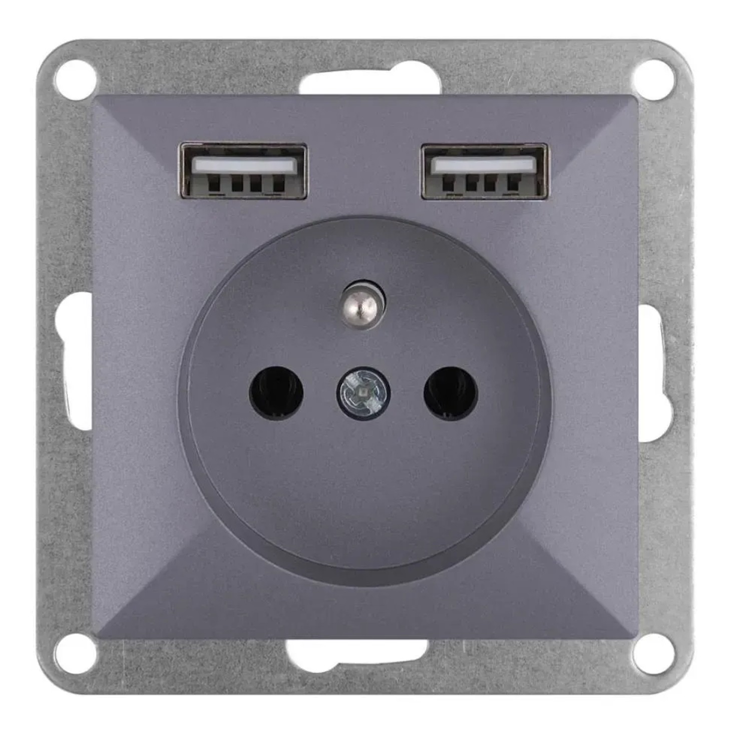 Gniazdo Perła pojedyncze 2 x USB antracyt