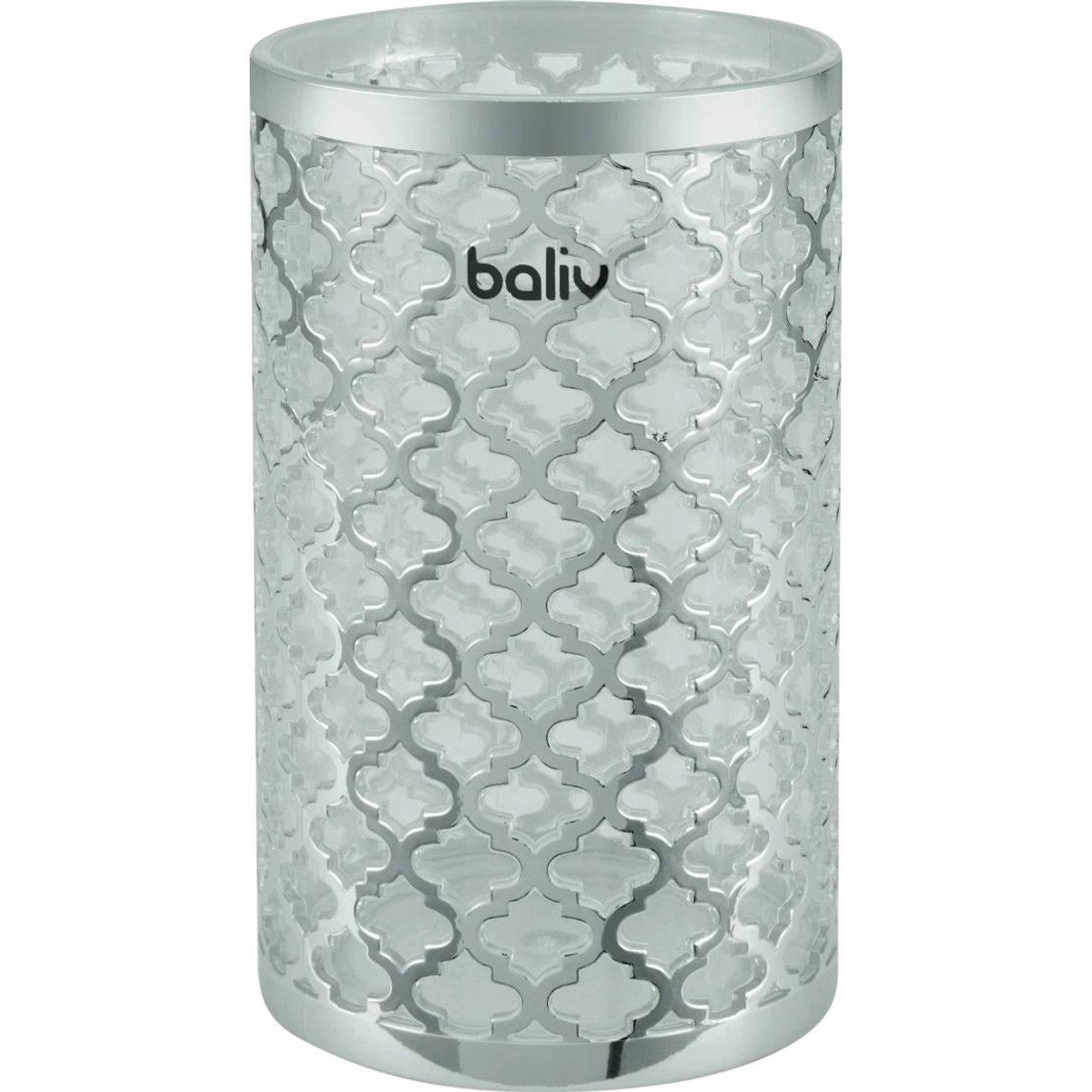 Baliv Kubek łazienkowy transparentny z wzorem chrom