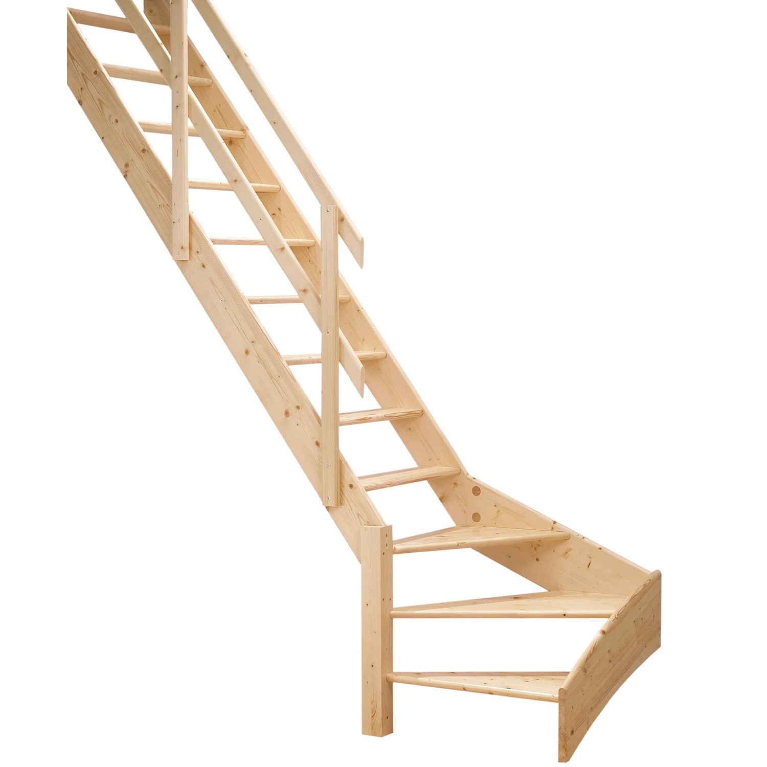 Dolle Schody młynarskie Normandia zabiegowe z poreczą lewe