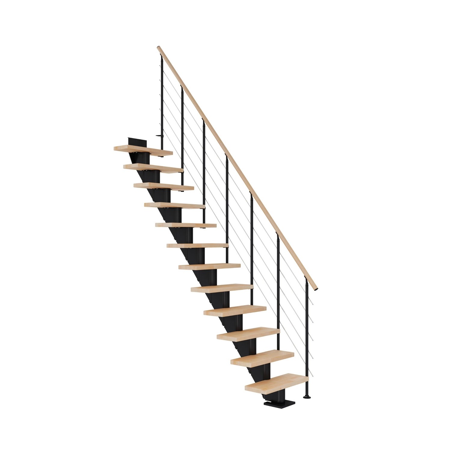 Dolle Schody modułowe Frankfurt proste czarne, 13-stopni, buk olej, 65 cm
