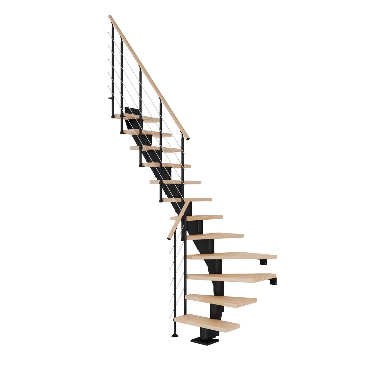 Dolle Schody modułowe Frankfurt zabiegowe czarne, 11-stopni, buk olej, 65 cm