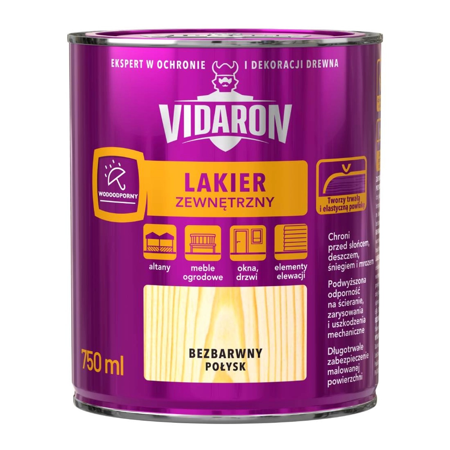 Vidaron Lakier zewnętrzny do drewna bezbarwny połysk 750 ml
