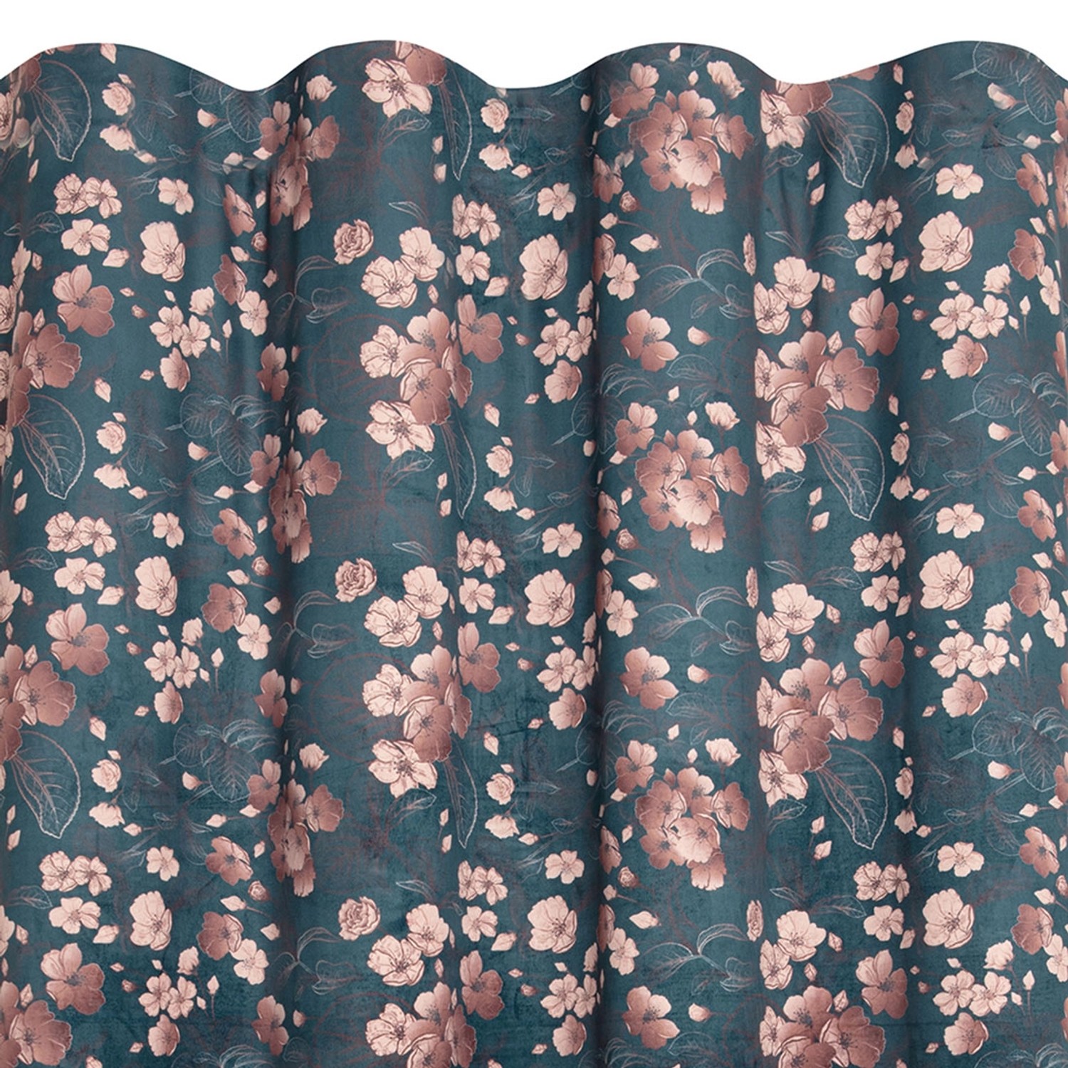 Zasłona PRUNILLE na szelkach 135 x 280 kwiaty na zielonym tle